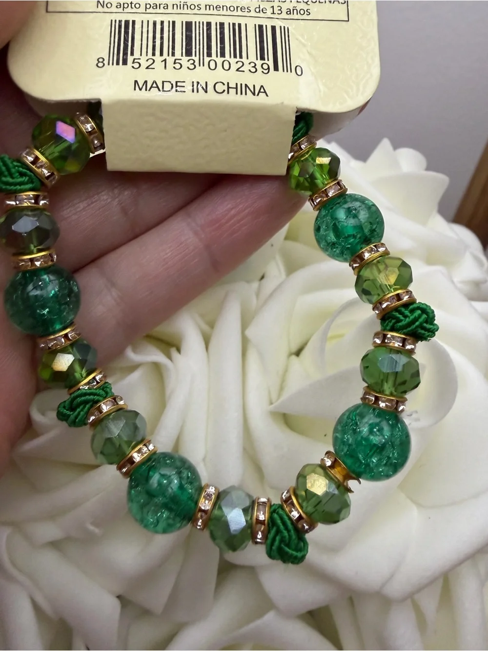 Green Beaded Stretch Bracelet